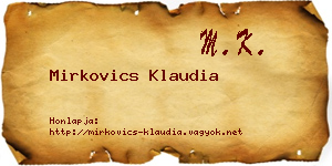 Mirkovics Klaudia névjegykártya
